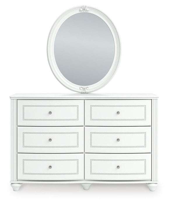 Kozlani Full Upholstered Panel Storage Bed, Dresser, Mirror and Nightstand