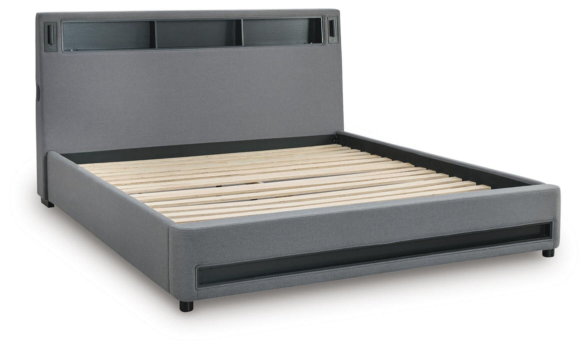 Finigale California King Upholstered Bed with Wireless Audio