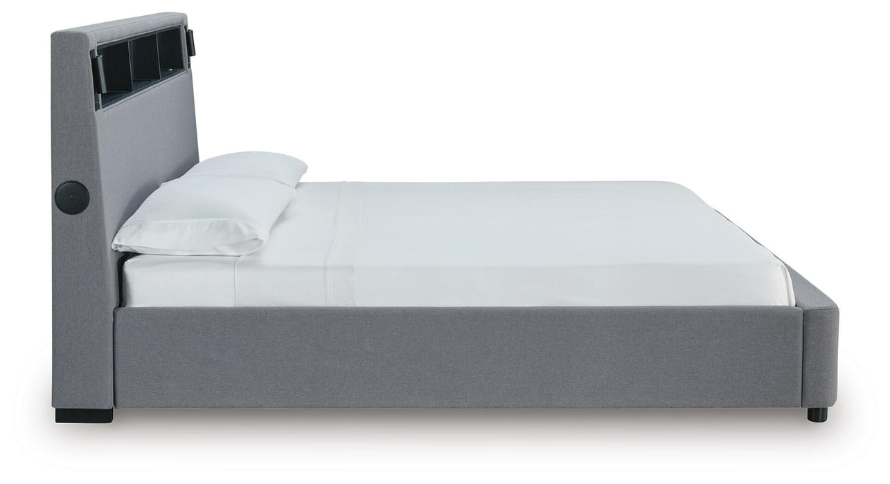 Finigale California King Upholstered Bed with Wireless Audio