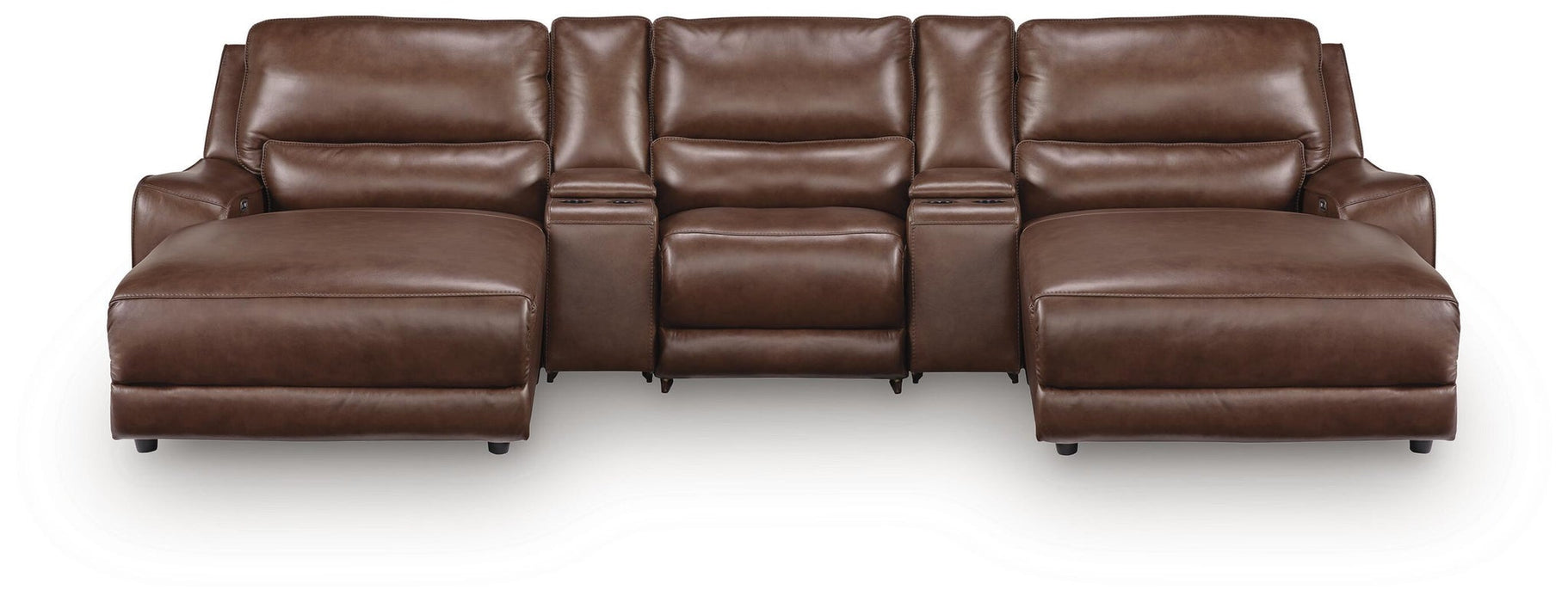 DeepWakes 5-Piece Reclining Sectional with Double Chaise and Storage Consoles