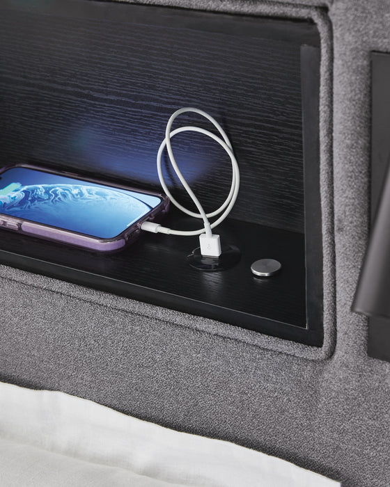 Finigale Twin Upholstered Bed with Wireless Audio