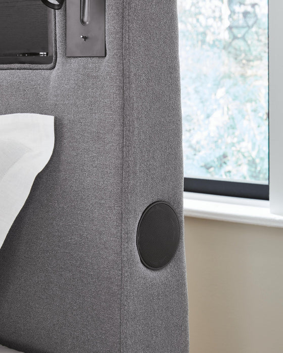 Finigale Twin Upholstered Bed with Wireless Audio
