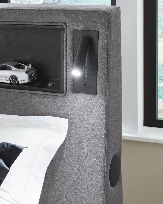 Finigale Twin Upholstered Bed with Wireless Audio