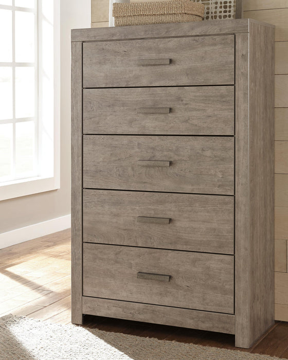 Culverbach King Panel Bed with Mirrored Dresser, Chest and Nightstand