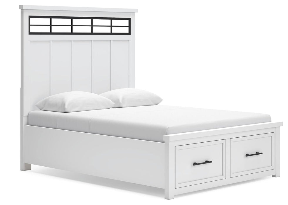 Ashbryn Queen Panel Storage Bed, Dresser, Mirror and Nightstand