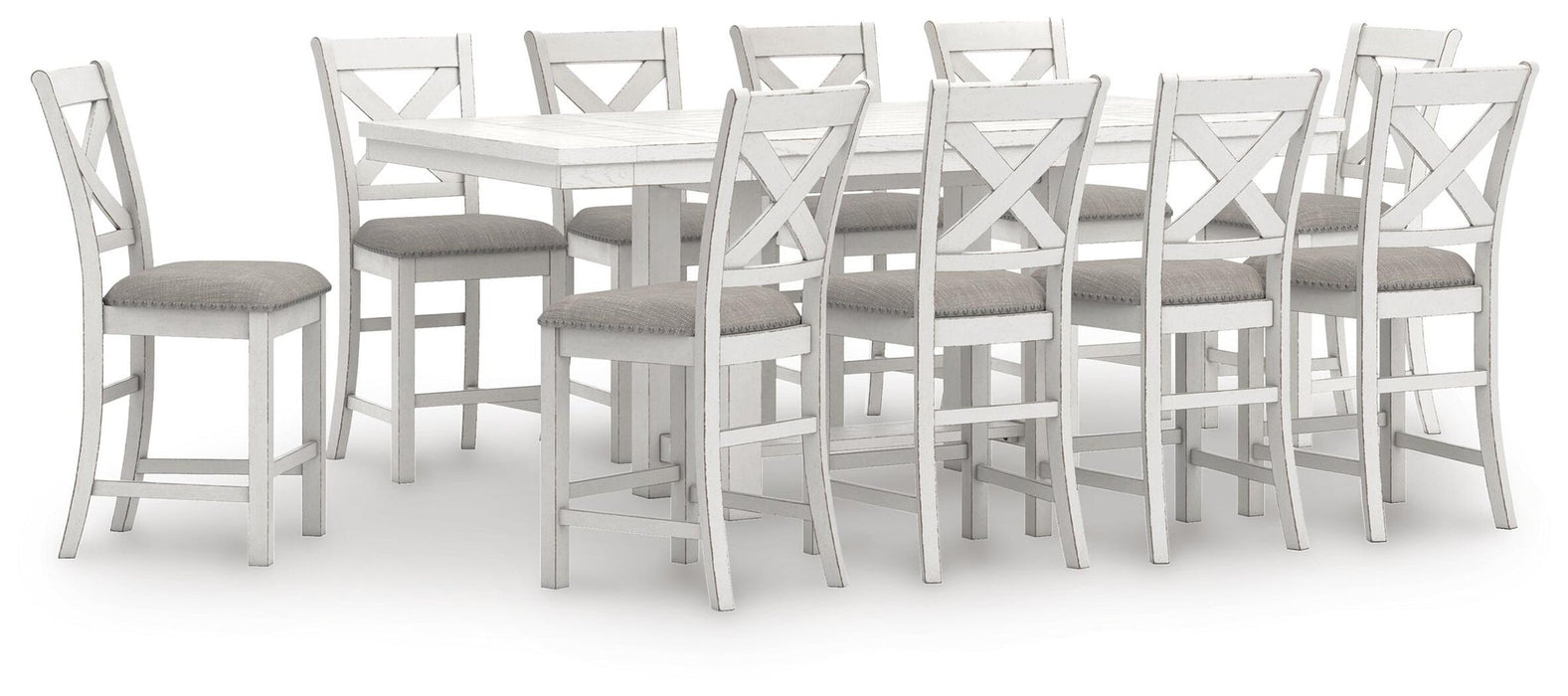 Robbinsdale Counter Height Dining Table and 10 Barstools
