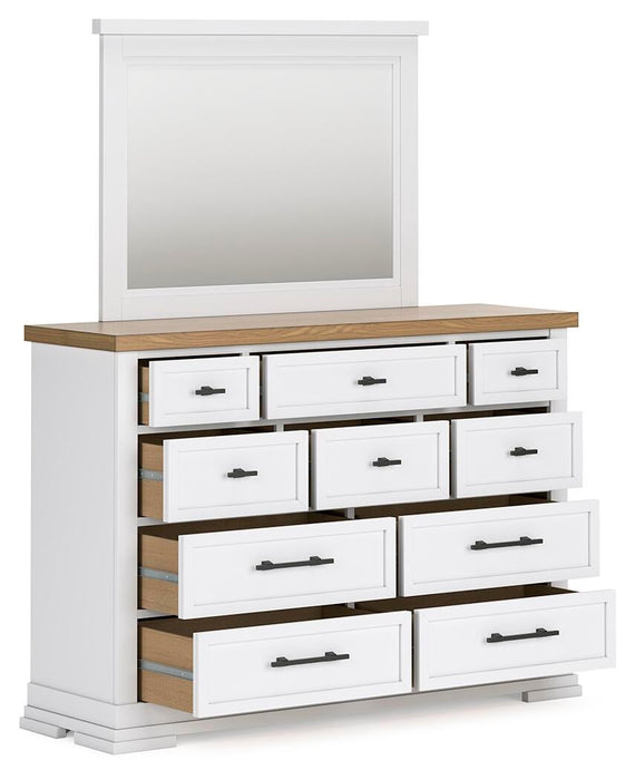 Ashbryn King Panel Storage Bed, Dresser, Mirror and Nightstand