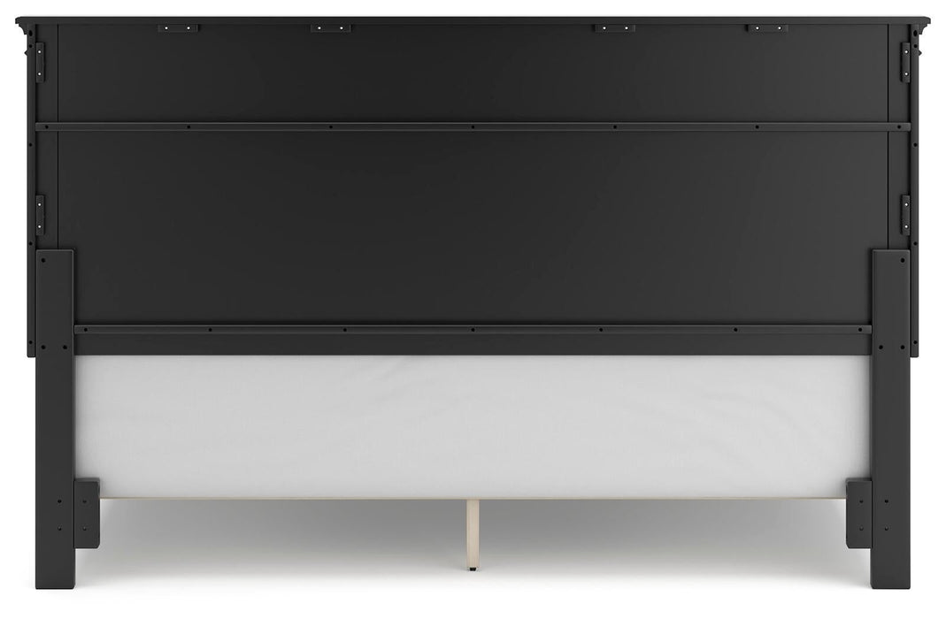 Lanolee California King Panel Bed with Mirrored Dresser and Nightstand