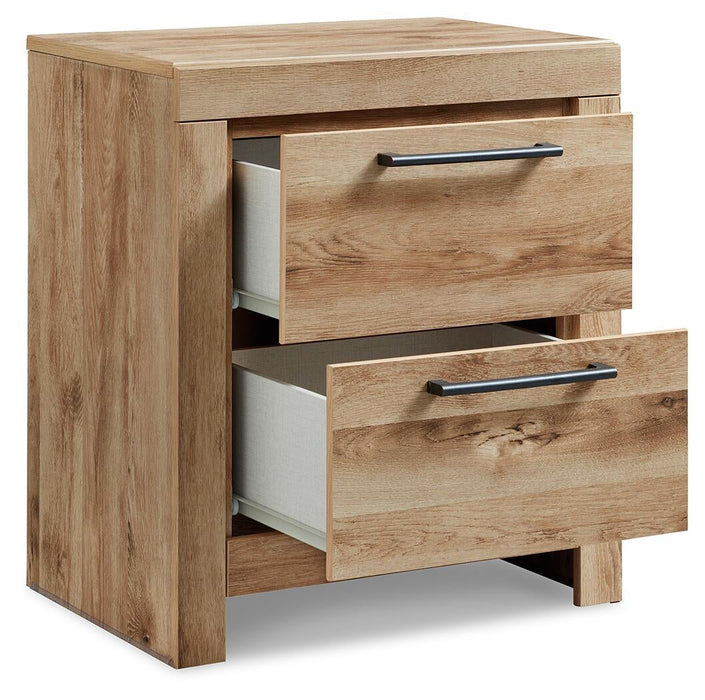 Hyanna Queen Panel Storage Bed with 1 Under Bed Storage Drawer, Dresser, Mirror, Chest and Nightstand
