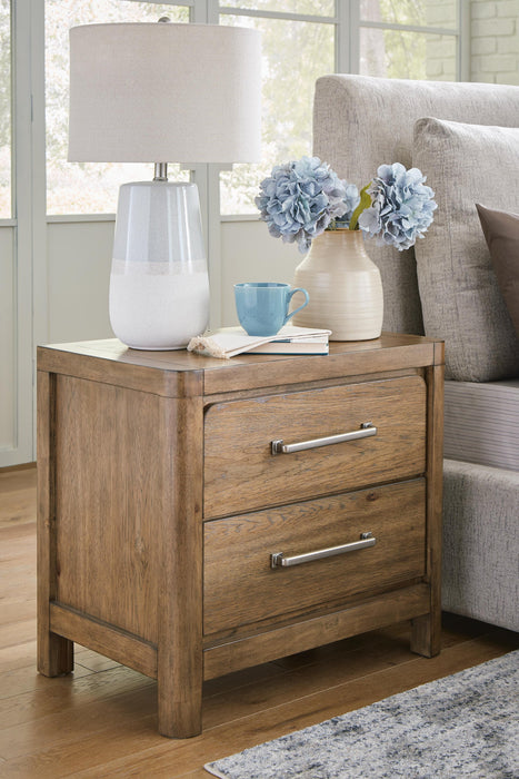 Cabalynn Queen Panel Bed with Storage with Mirrored Dresser and Nightstand