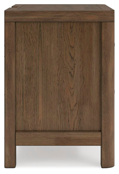 Cabalynn Queen Panel Bed with Storage with Mirrored Dresser and Nightstand