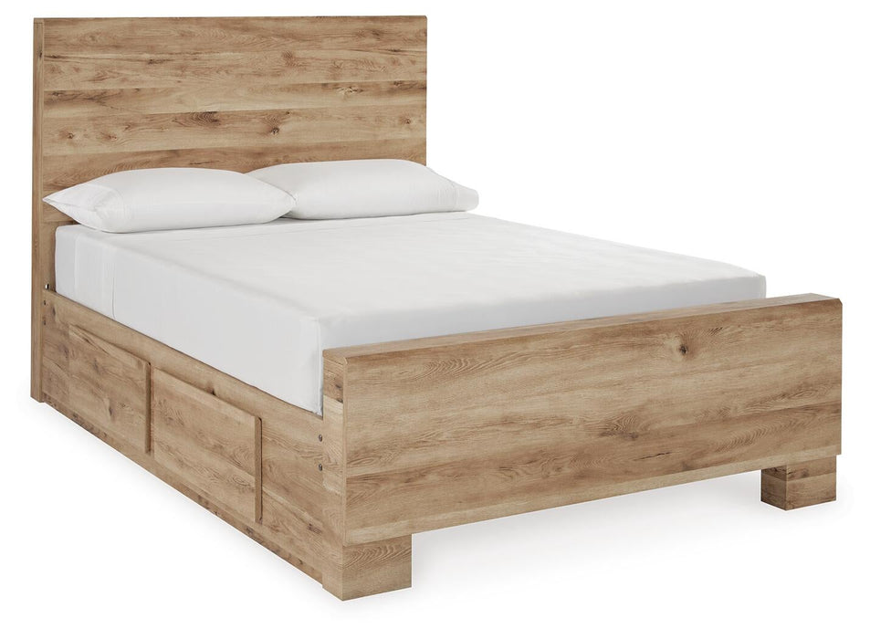 Hyanna Full Panel Bed with 1 Side Storage, Dresser, Mirror, Chest and Nightstand