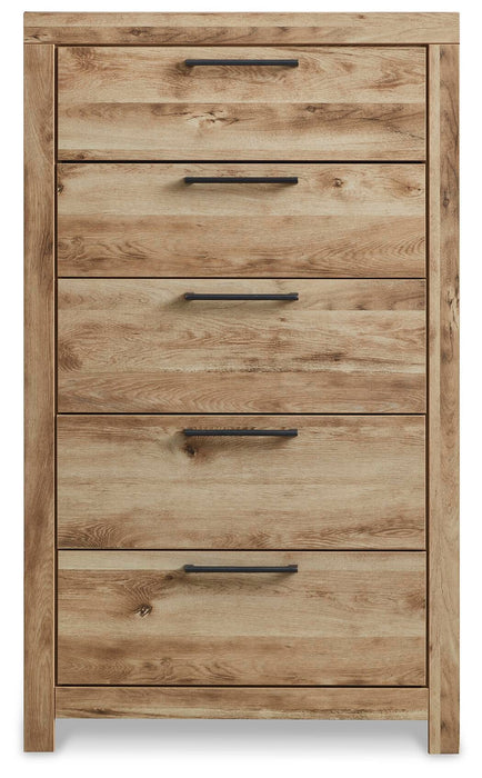 Hyanna Full Panel Bed with 1 Side Storage, Dresser, Mirror, Chest and Nightstand