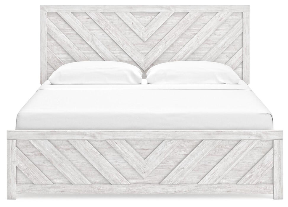 Cayboni King Panel Bed with Mirrored Dresser