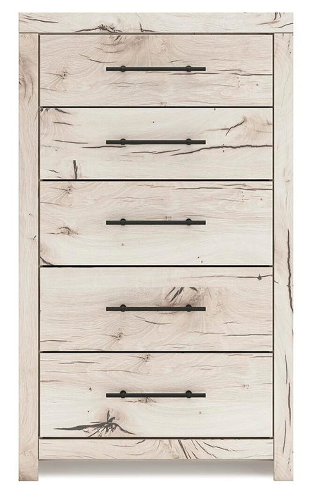 Lawroy Queen Panel Bed with Storage, Dresser, Mirror, Chest and Nightstand