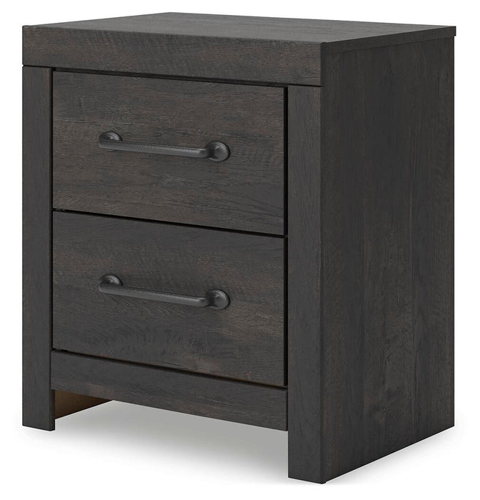 Delmorta Full Panel Bed with Storage, Dresser, Mirror and Nightstand