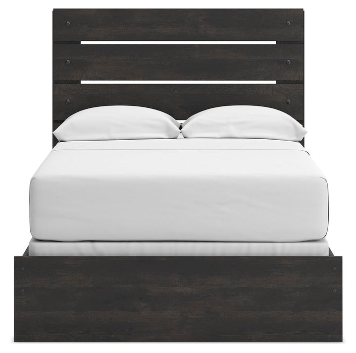 Delmorta Full Panel Bed, Dresser, Mirror and Nightstand
