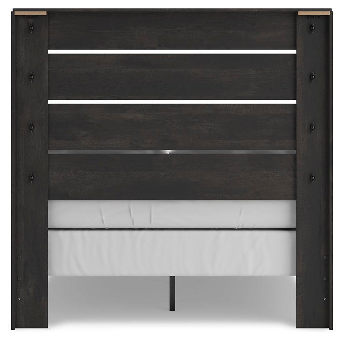 Delmorta Full Panel Bed, Dresser, Mirror, Chest and Nightstand