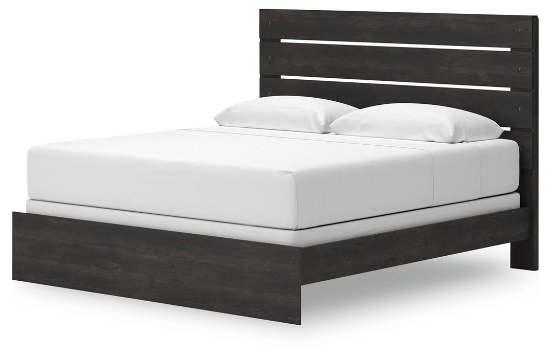 Delmorta King Panel Bed, Dresser, Mirror and Nightstand