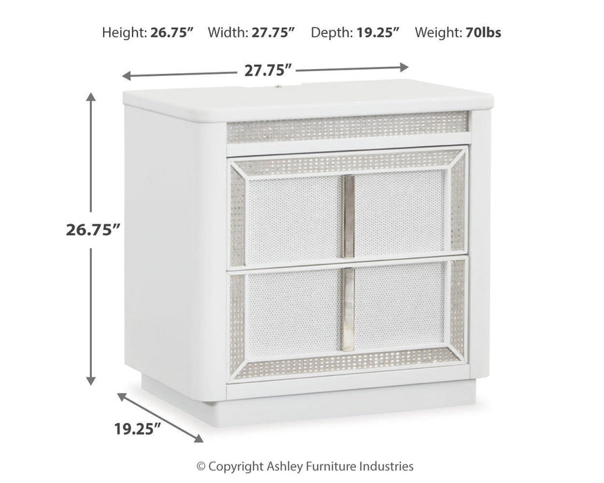 Chalanna King Upholstered Storage Bed, Dresser, Mirror, Chest and Nightstand