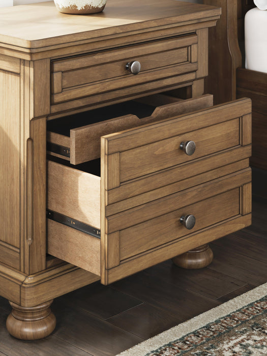 Vandenmore California King Storage Sleigh Bed with Mirrored Dresser, Chest and Nightstand