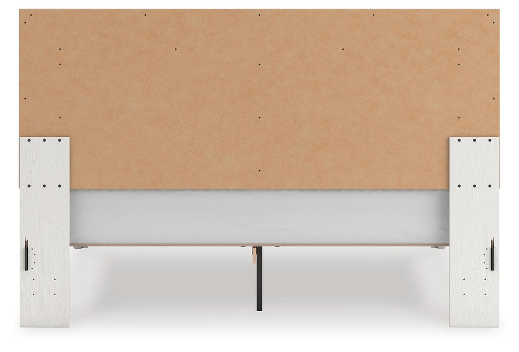 Birmonton King Upholstered Panel Platform Bed, Dresser, Mirror and Nightstand