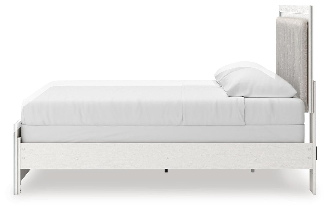 Birmonton King Upholstered Panel Bed, Dresser and Mirror