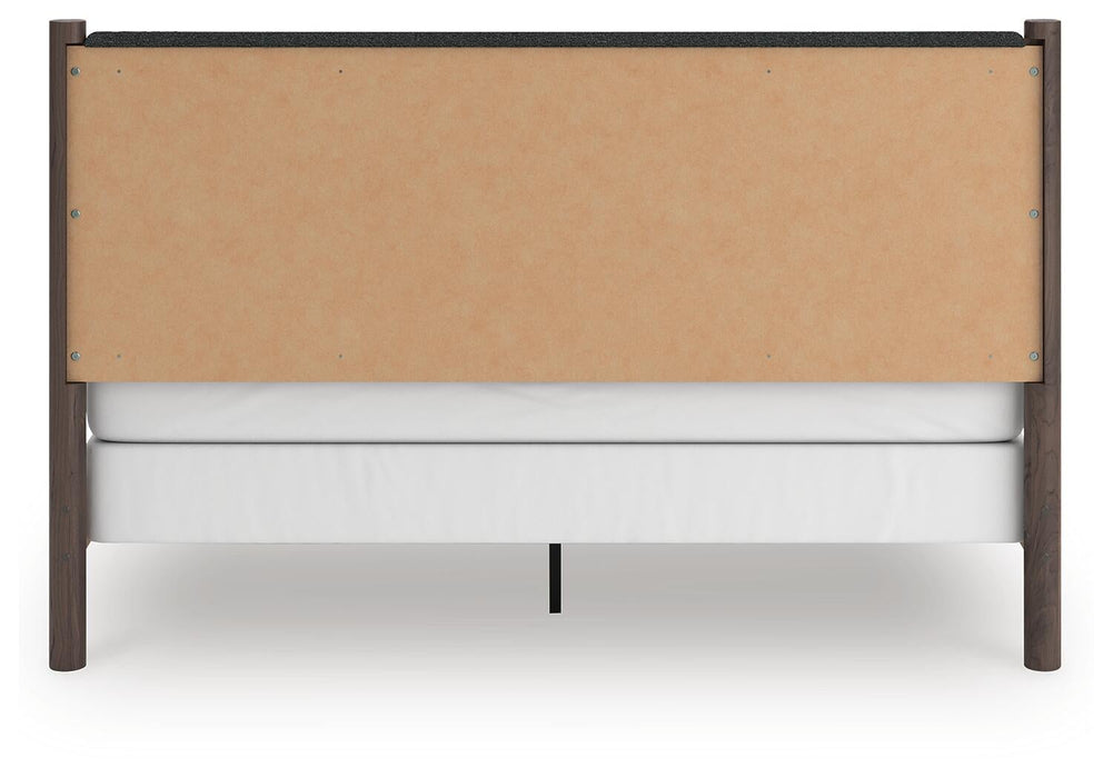 Cadmori King Upholstered Panel Bed, Dresser, Mirror, Chest and Nightstand