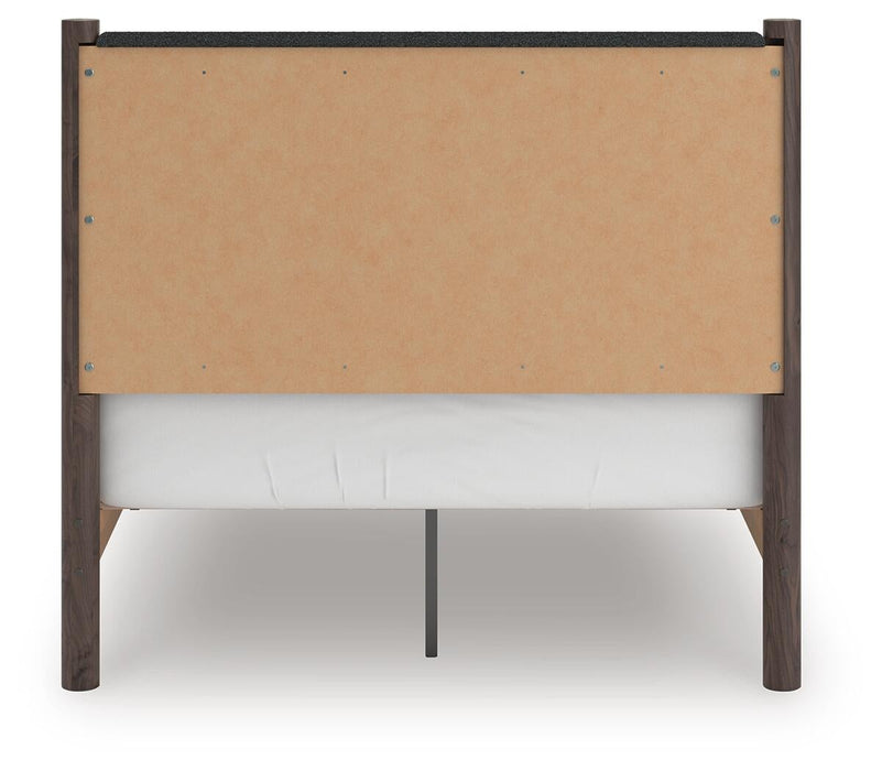 Cadmori Full Upholstered Panel Platform Bed, Dresser, Mirror and Nightstand