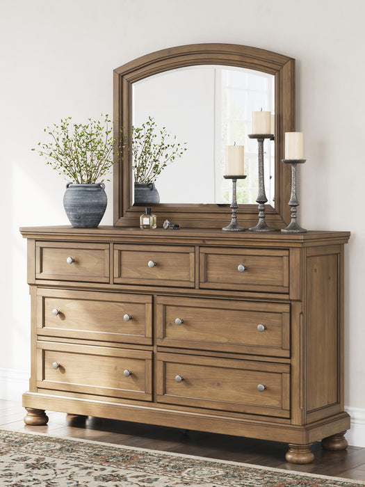 Vandenmore King Panel Bed with Mirrored Dresser