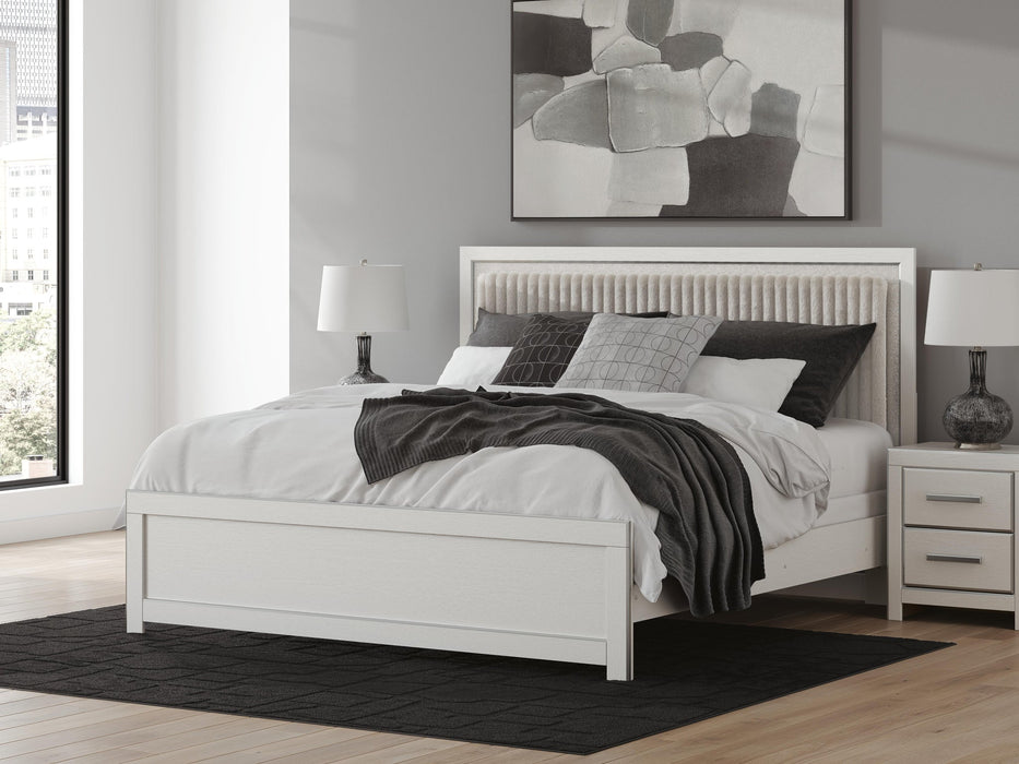 Birmonton King Upholstered Panel Bed, Dresser, Mirror and Nightstand