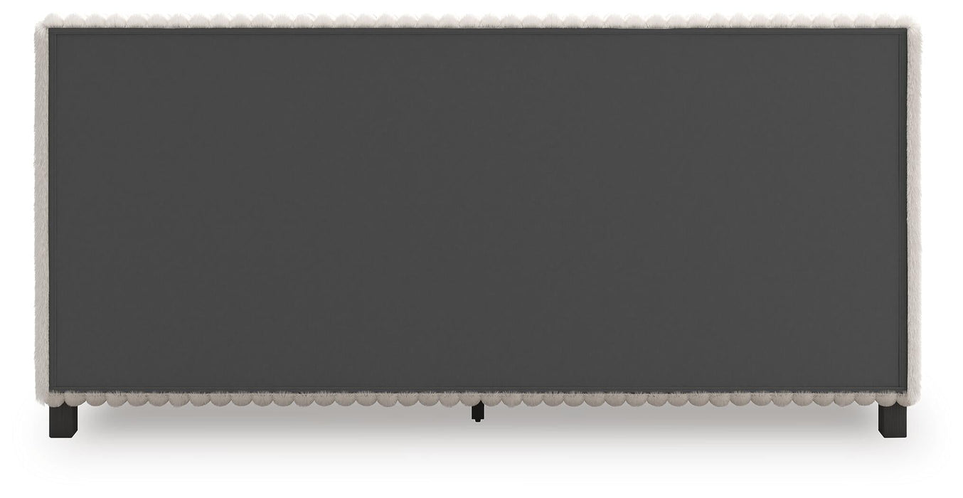 Birmonton King Upholstered Bed, Dresser, Mirror, Chest and Nightstand