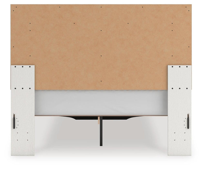Birmonton Queen Upholstered Panel Platform Storage Bed, Dresser and Mirror