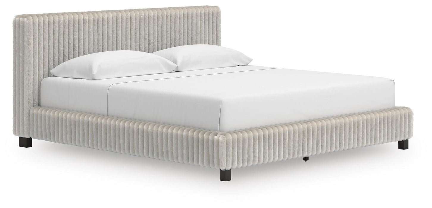Birmonton King Upholstered Bed, Dresser, Mirror and Nightstand