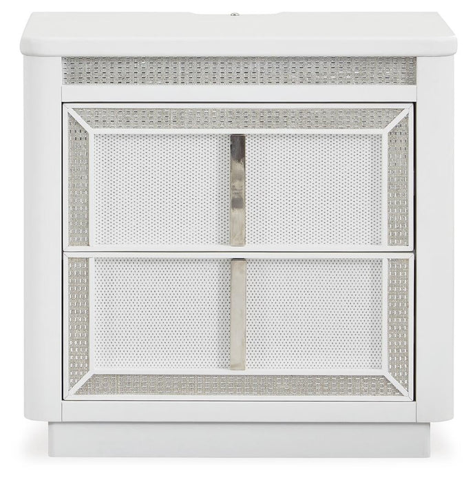 Chalanna California King Upholstered Storage Bed, Dresser and Mirror