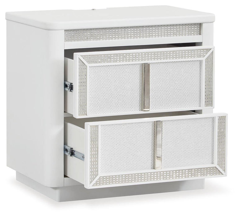Chalanna California King Upholstered Storage Bed, Dresser and Mirror