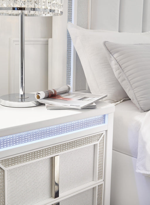 Chalanna California King Upholstered Storage Bed, Dresser and Mirror