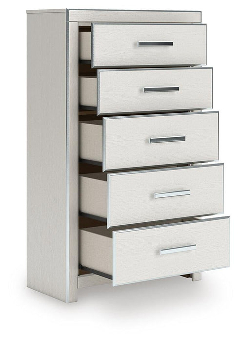 Birmonton California King Upholstered Bed, Dresser, Mirror, Chest and Nightstand
