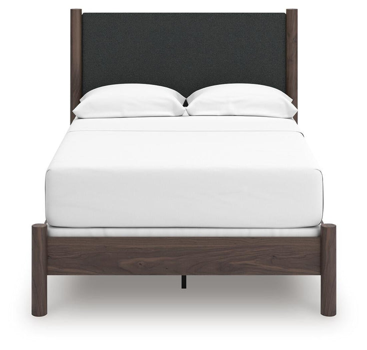Cadmori Full Upholstered Panel Bed, Dresser, Mirror and Nightstand