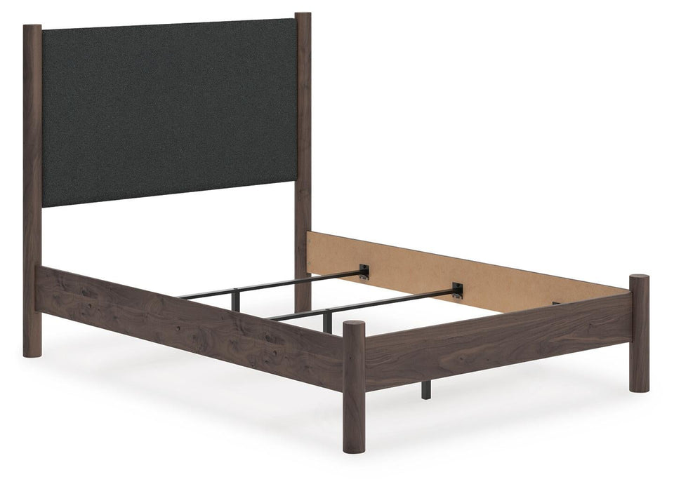 Cadmori Full Upholstered Panel Bed, Dresser, Mirror and Nightstand
