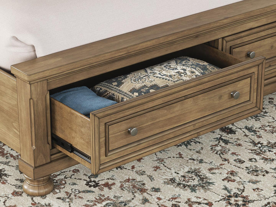 Vandenmore King Storage Sleigh Bed with Mirrored Dresser