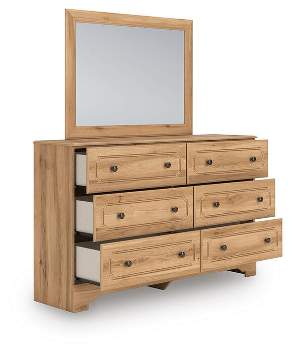 Galletyn King Panel Bed with Mirrored Dresser and Nightstand