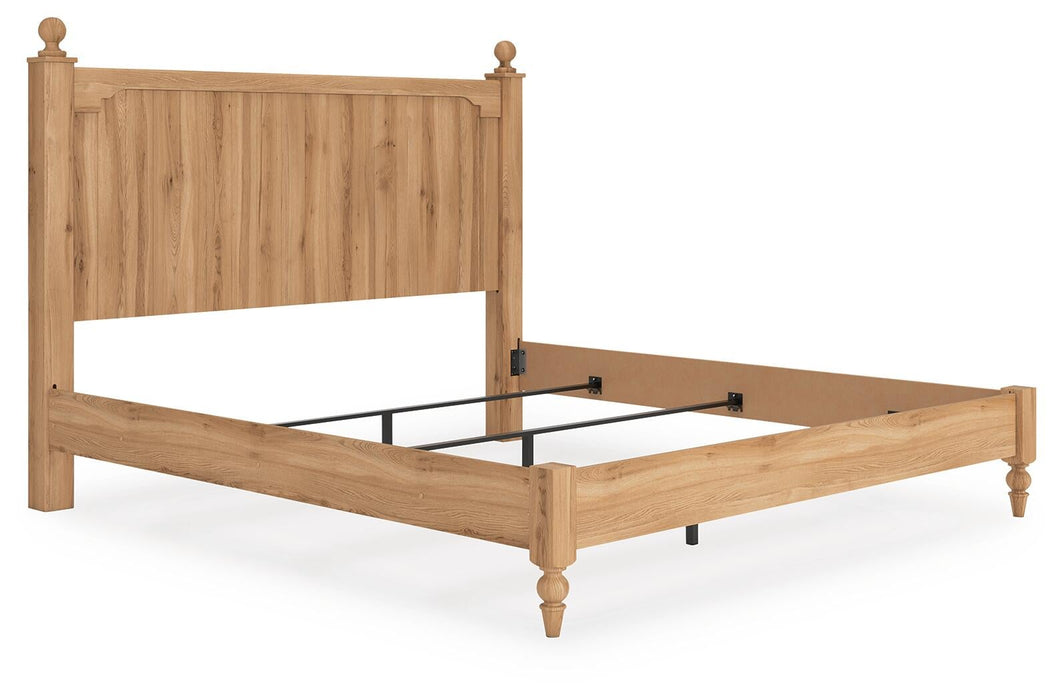 Galletyn King Panel Bed with Mirrored Dresser and Nightstand