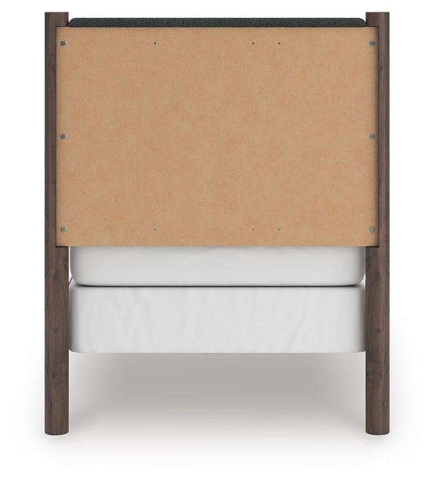 Cadmori Twin Upholstered Panel Bed, Dresser, Mirror and Nightstand