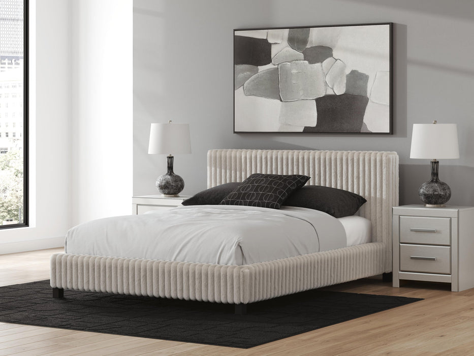 Birmonton Queen Upholstered Bed, Dresser and Mirror