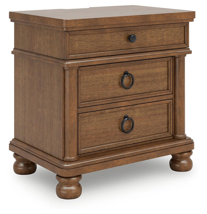Chadworth King Poster Bed with Mirrored Dresser and Nightstand