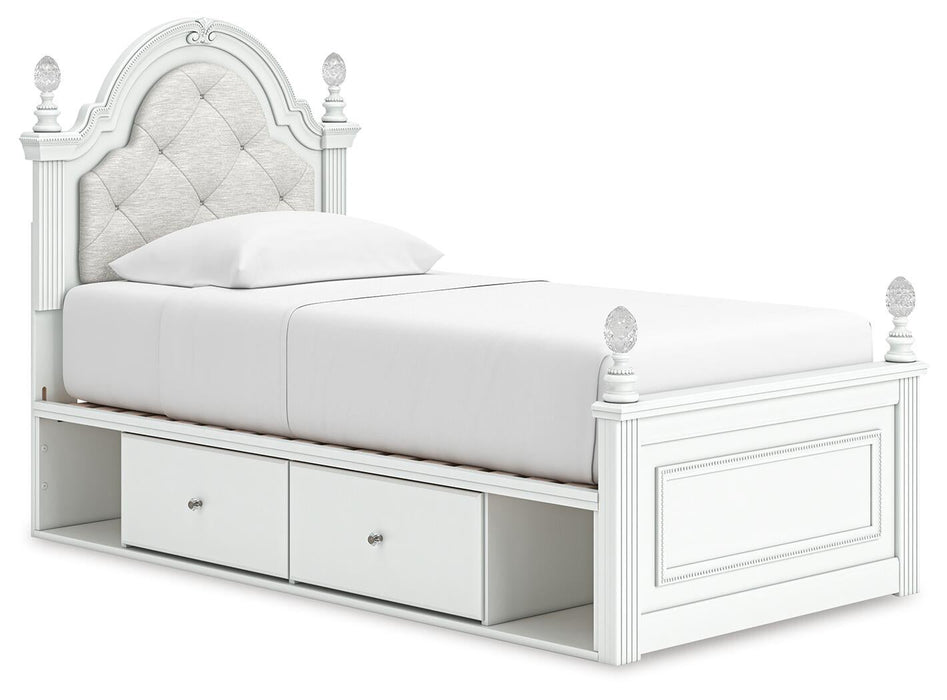 Maylilly Twin Upholstered Panel Storage Bed, Dresser, Mirror and Nightstand