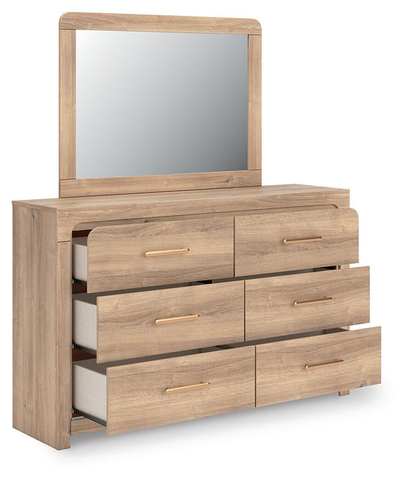 Hollymount King Upholstered Panel Bed, Dresser and Mirror