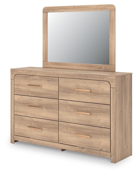 Hollymount King Upholstered Panel Bed, Dresser and Mirror