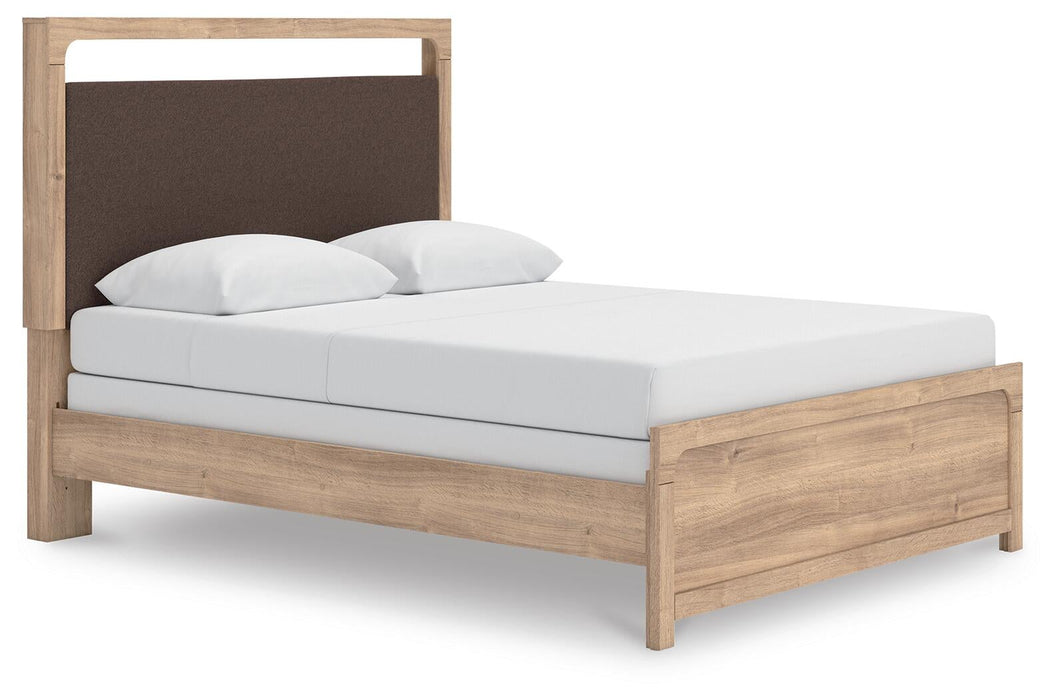 Hollymount Queen Upholstered Panel Bed, Dresser and Mirror